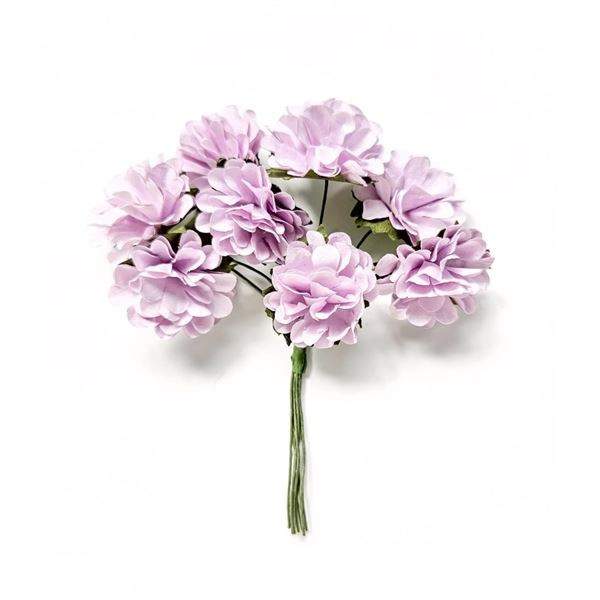 Papírové květiny na drátku - dahlia,sv.fialová,8ks