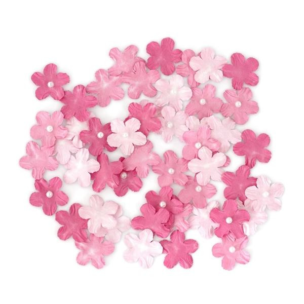 Papírové květiny - mix růžových odstínů, 50 ks