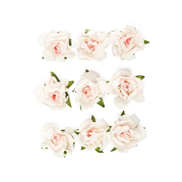 Samolepicí papírové květiny - růže, růžové, 9 ks