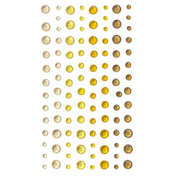 Samolepicí dekor.kamínky,mix velikostí,žluté,104ks