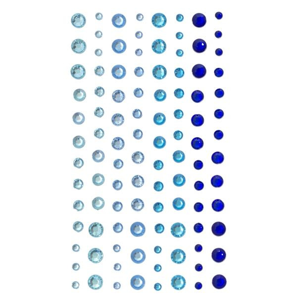 Samolepicí dekor.kamínky,mix velikostí,modré,104ks