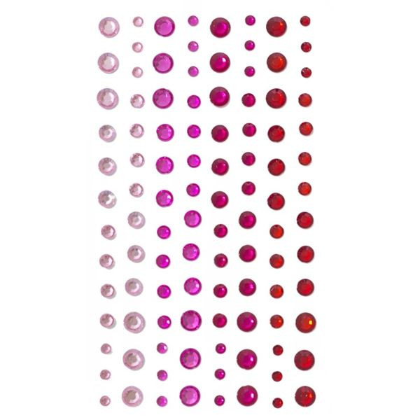 Samolepicí dekor.kamínky,mix velikostí,červ.,104ks