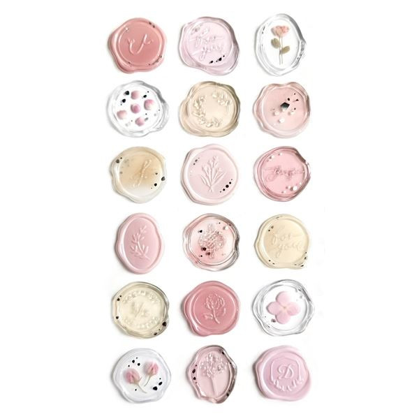 Dekorativní samolepicí pečetě - růžové, 18 ks