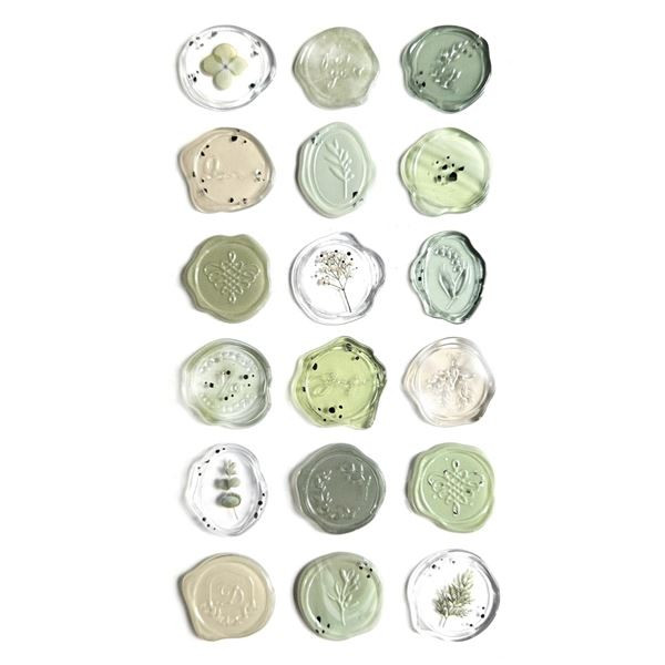 Dekorativní samolepicí pečetě - zelené, 18 ks