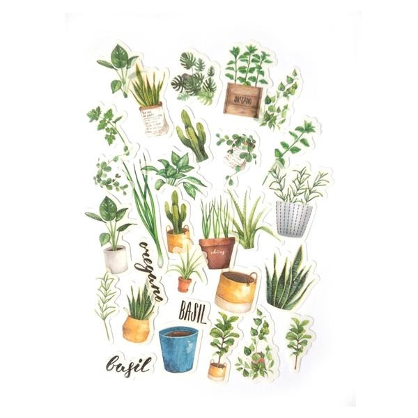 Dekorativní samolepky - zelené rostliny, 39 ks