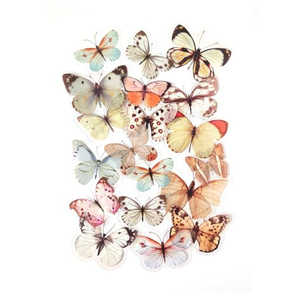 Dekorativní samolepky - béžoví motýli, 40 ks
