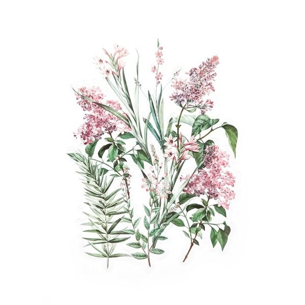 Dekorativní samolepky - růžové květy, 12 ks