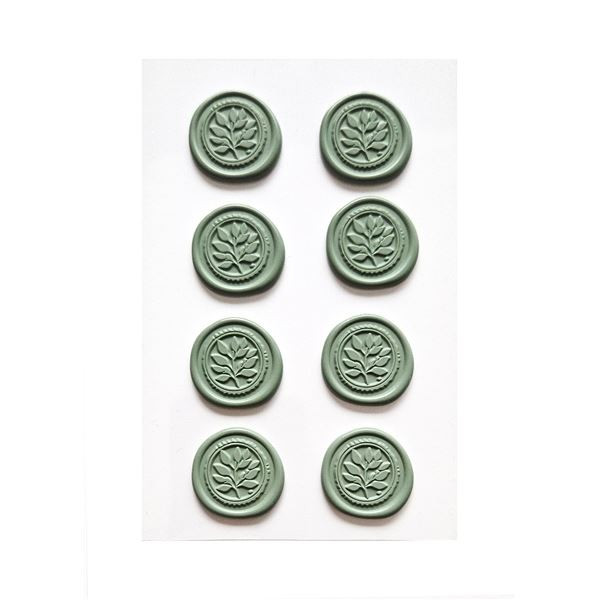 Dekorativní samolep. vosk. pečetě-listy,zelené,8ks
