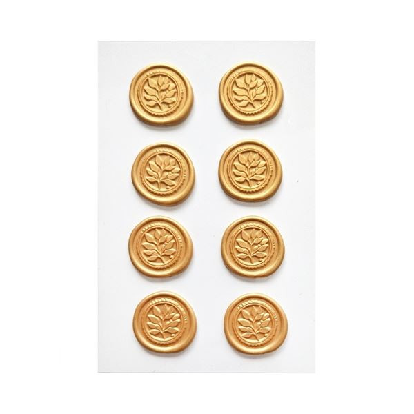 Dekorativní samolep. vosk. pečetě-listy,zlaté, 8ks