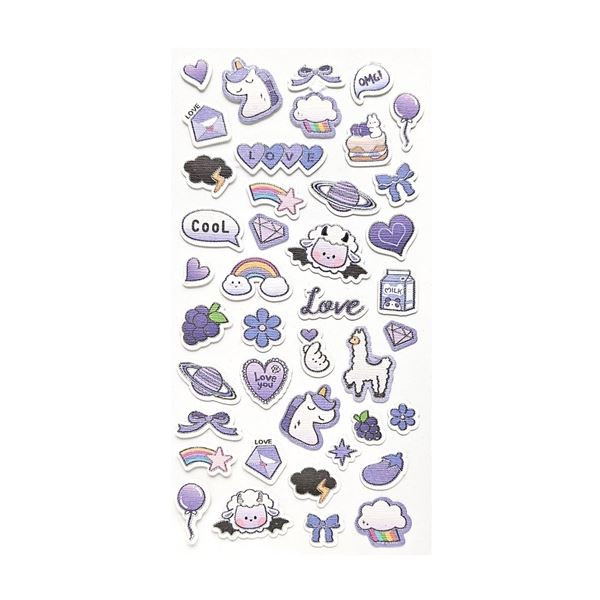 Dekorativní samolepky - ENJOY, fialové,mix motivů