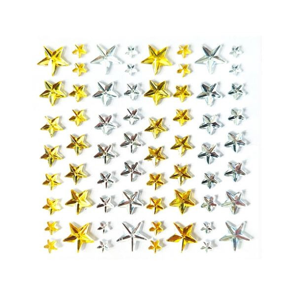 Samolepicí dekor. hvězdičky, stříbrné a zlaté,64ks