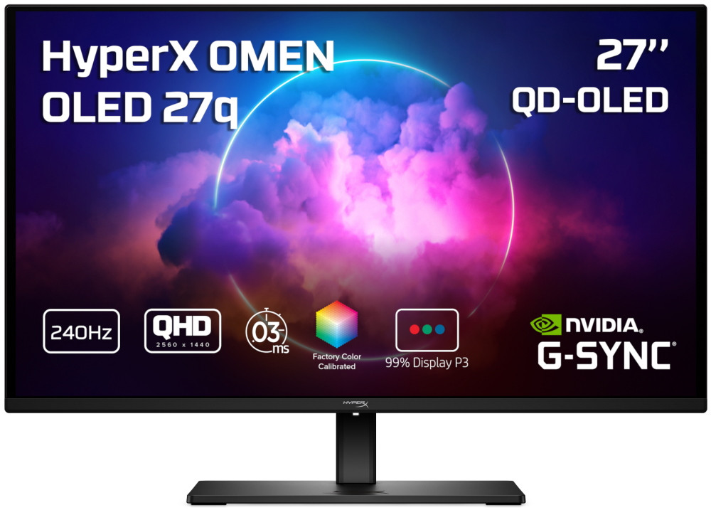 HP OMEN OLED 27q/ 27"/ 2560x1440/ QD-OLED/ 0,03ms/ 200 cd/m2/ 1500000:1/ HDMI/ DP/ PIVOT/ černý