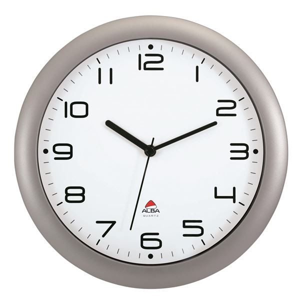 Nástěnné hodiny, plast, 30 cm, stříbrné