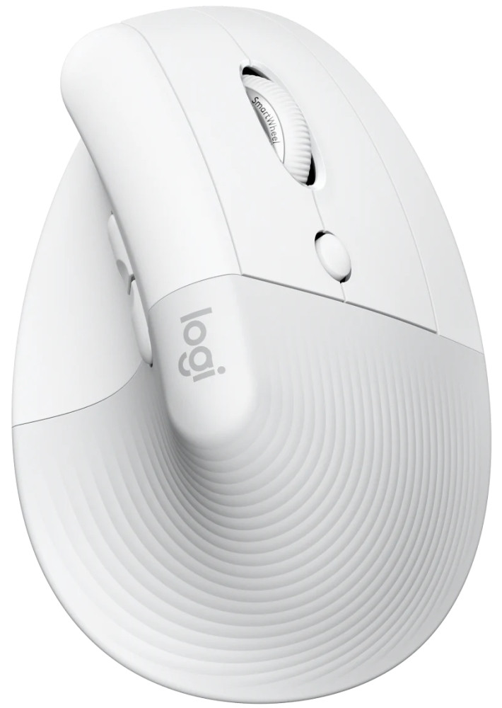 Logitech Lift for Mac Vertical Ergonomic Mouse - White   Vertikální myš, optická, 6 tlačítek, bezdrátová, Bluetooth