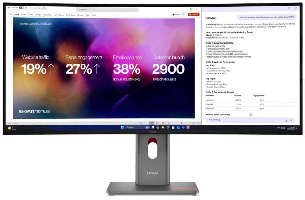 Lenovo P40WD-40/ 39,7" IPS/ 21:9/ 5120x2160/ 300cd/m2/ 2000:1 / 4ms/ webcam/ DaisyChain/ HDMI/ USB-C/ černý