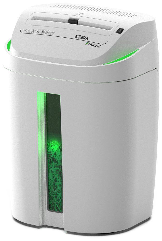 KOBRA skartovač C4-HYBRID/ příčný řez 3,5 x 40 mm/ A4/ kapacita 17 listů/ objem koše 40l/ stupeň utajení P4/ bílo-zelený