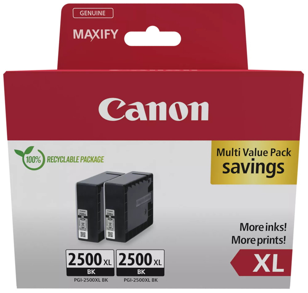 Canon inkoustová náplň PGI-2500XL BK TWIN Color Ink Value Pack
