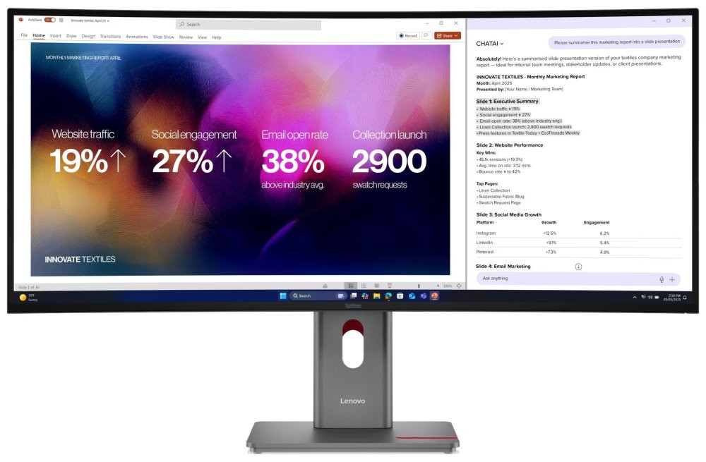 Lenovo P40WD-40/ 39,7" IPS / 5120x2160/ 21:9/ 400cd/m2cmd/ 2000:1 / 4ms/ HDMI/ DP/ USB/ Thunderbolt4/ LAN/ černý