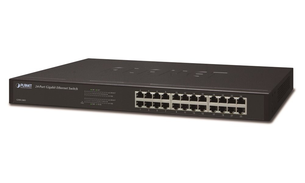 Planet GSW-2401 Switch 24x 10/100/1000, kov, rackmount, fanless