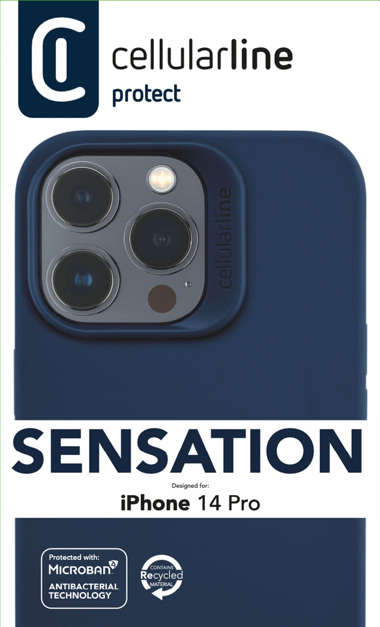 Ochranný silikonový kryt Cellularline Sensation pro Apple iPhone 14 Pro, modrý