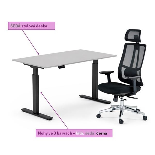 Ergonomický set nábytku - DUO, šedý/kov