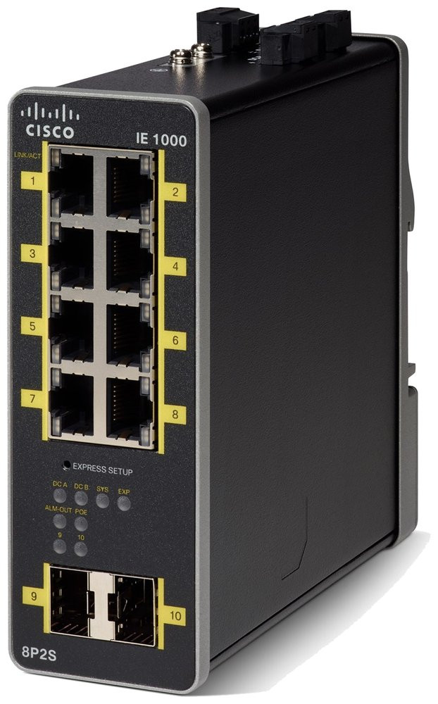 Cisco IE-1000-8P2S-LM průmslový switch řízený   8x 10/100 (PoE+) + 2 x 1000Base-X SFP (uplink)
