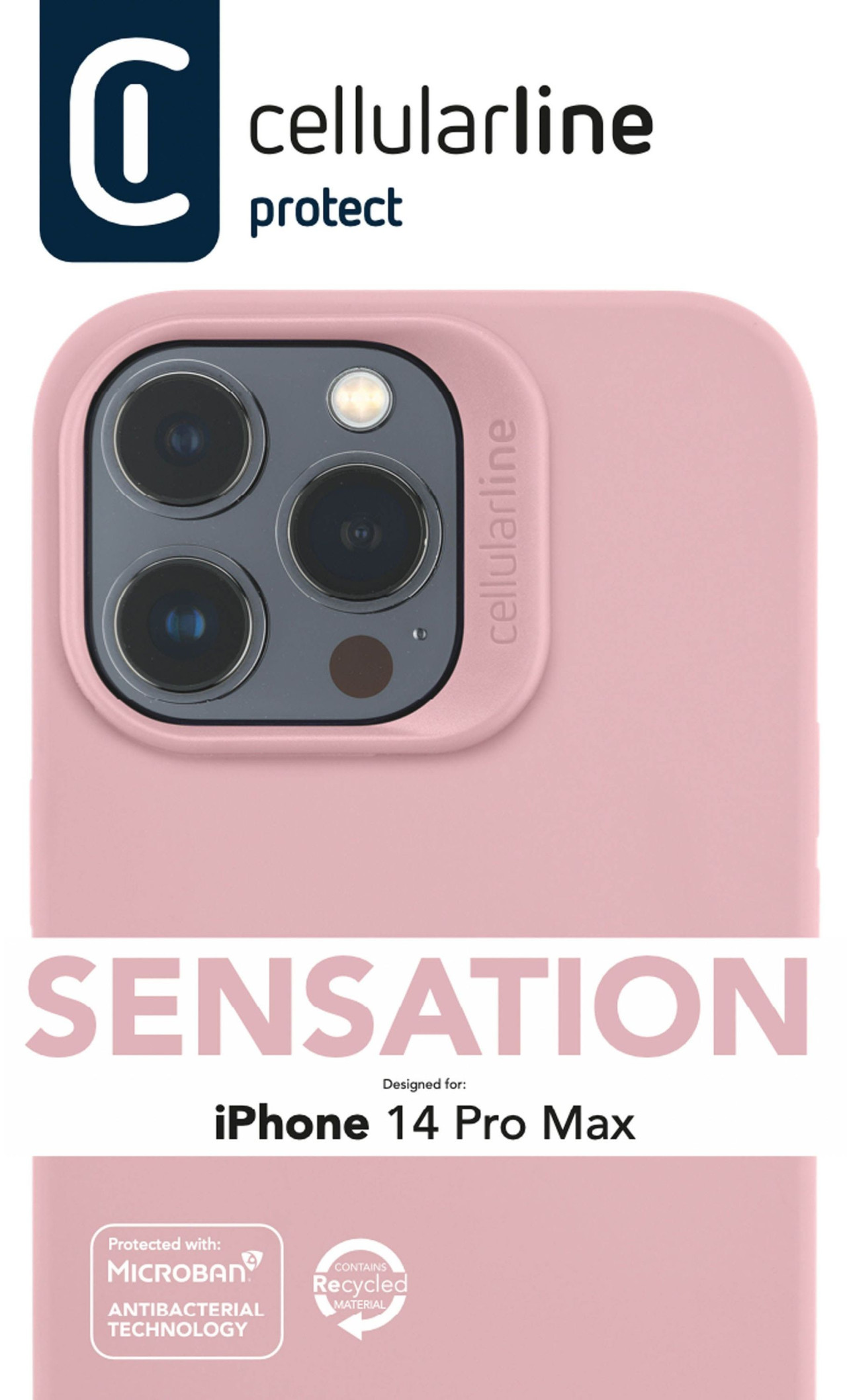 Ochranný silikonový kryt Cellularline Sensation pro Apple iPhone 14 PRO MAX, růžový