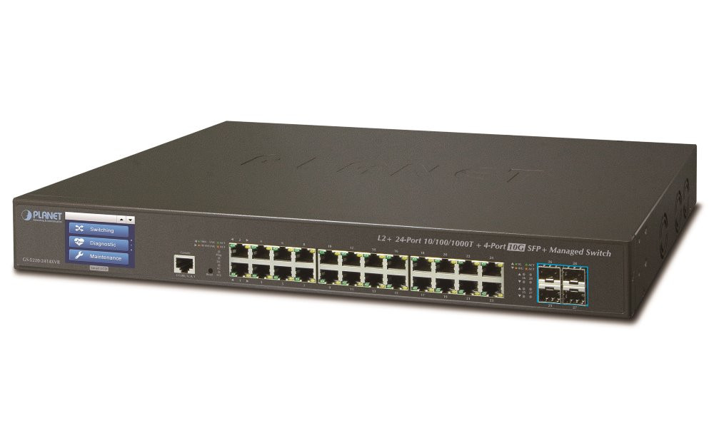 Planet GS-5220-24T4XV, L3 switch 24x1Gb, 4x10Gb SFP+