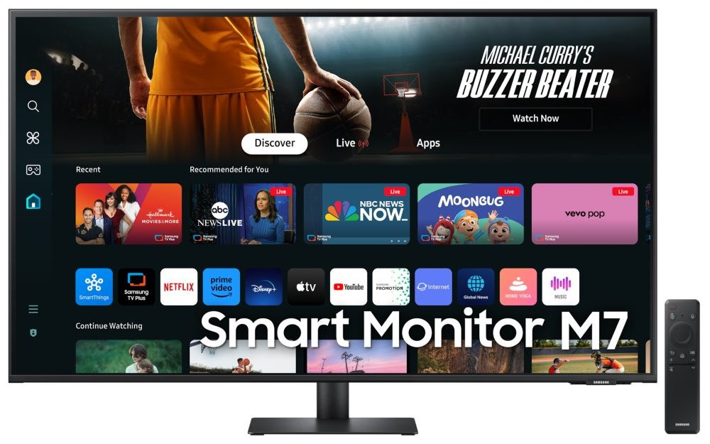 Samsung Smart Monitor M7 43" / M70D / 4K UHD 3840x2160 / 16:9 / VA / 4ms / 60Hz / HDMI/DP/USB/USB-C/WiFi/BT/VESA/Repro