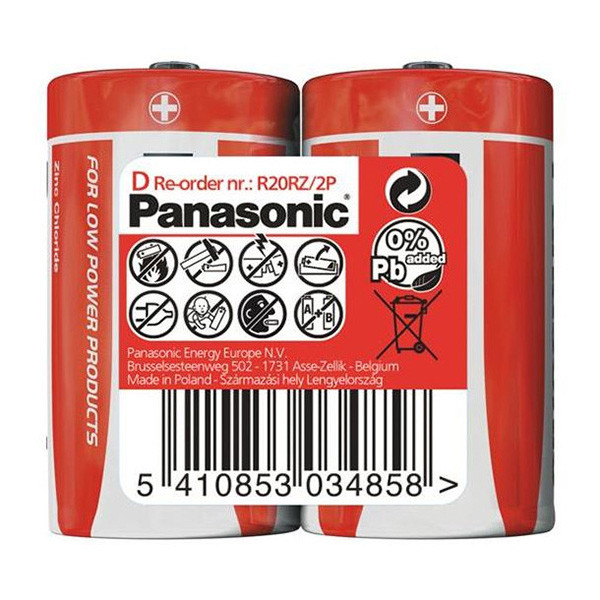Panasonic Jednorázová zinkouhlíková baterie D, 2-pack