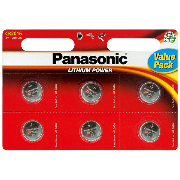 Panasonic Jednorázová lithiová baterie CR2016, 6-pack