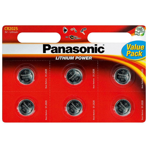Panasonic Jednorázová lithiová baterie CR2025, 6-pack