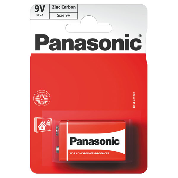 Panasonic zinkouhlíková baterie 6F22, 1-pack, DOPRODEJ