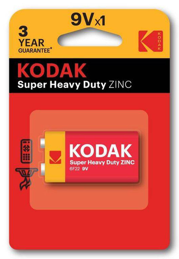Kodak SUPER HEAVY DUTY Jednorázová zinkochloridová baterie 9VA, 1-pack