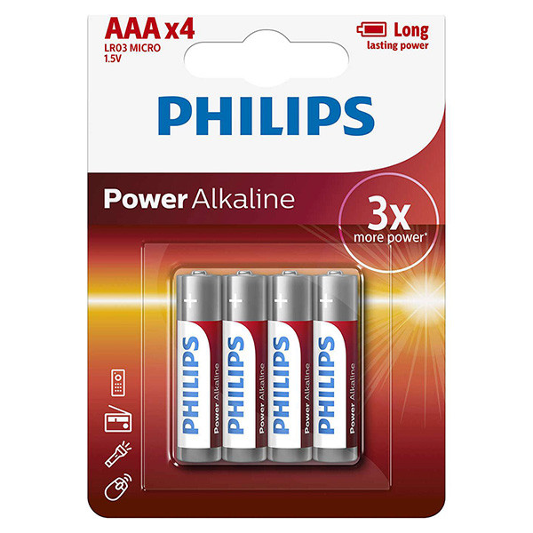 PHILIPS Jednorázová alkalická baterie AAA, 4-pack