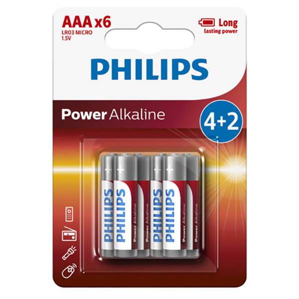 PHILIPS Jednorázová alkalická baterie AAA, 6-pack