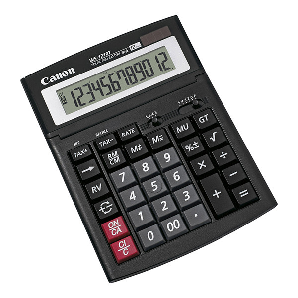 Canon kalkulačka WS-1210T, 0694B001, černá, dvanáctimístná, funkce paměť Grand Total a Tax, klávesy IT-touch