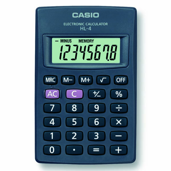 Casio Kalkulačka HL 4, černá, kapesní, osmimístná