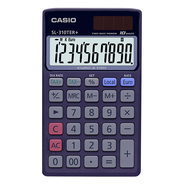 Casio Kalkulačka SL 310 TER+, modrá, kapesní, desetimístná, duální napájení