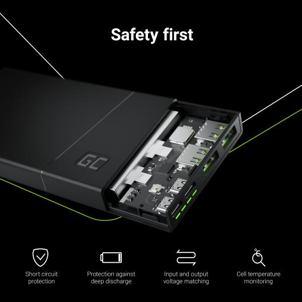 Bank Green Cell GC PowerPlay10S 10000mAh s rychlým nabíjením 2x USB Ultra Charge a 2x USB-C PD 18W