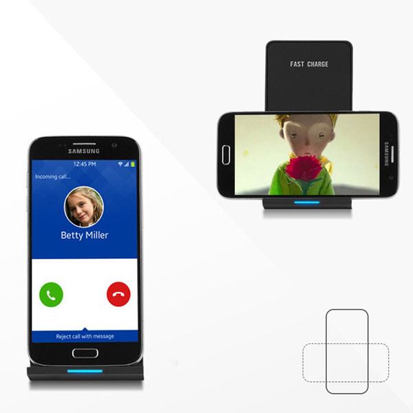 Bezdrátová nabíječka, pro mobilní telefon, černá, 5/9V, 10W, Qi