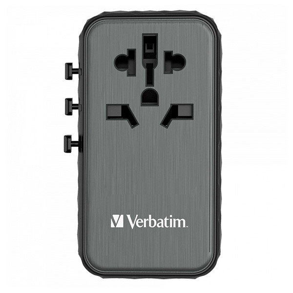 Verbatim, Cestovní adaptér World-to-World UTA-06 GaN III 2x USB-C PD, QC 4+ a 2x USB-A QC 3.0, černý, 100 W