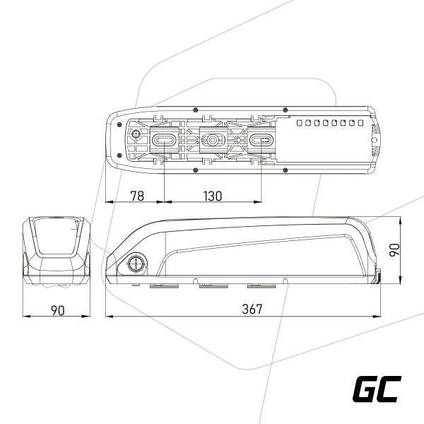 Green Cell baterie PowerMove s nabíječkou, 48V 14.5Ah Li-Ion pro kola Down Tube