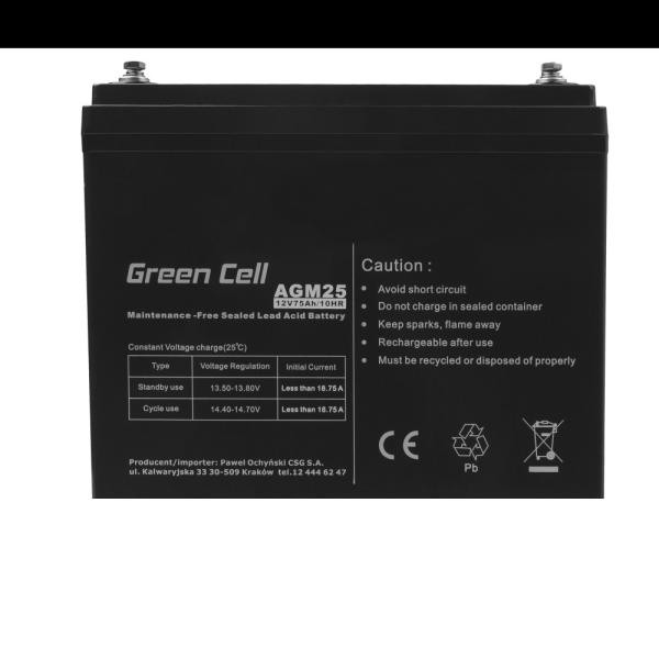 Green Cell AGM baterie 12V 75Ah
