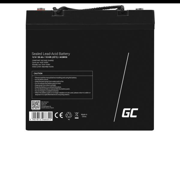 Green Cell bezúdržbová baterie AGM VRLA 12V 50Ah pro sekačky, lodě, invalidní vozíky a koloběžky