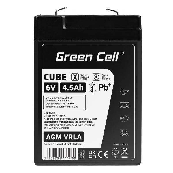 Green Cell CUBE AGM IP54 6V 4Ah VRLA baterie Gel deep cycle skůtr mower loď barge mower traktor fishing loď