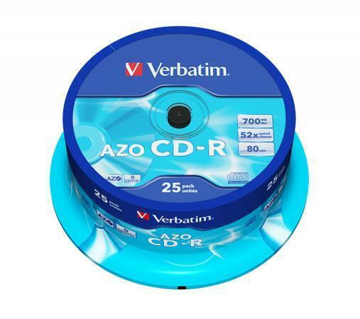 CD-R 700MB, 80min., 52x, DLP Crystal AZO, Verbatim, 25-cake