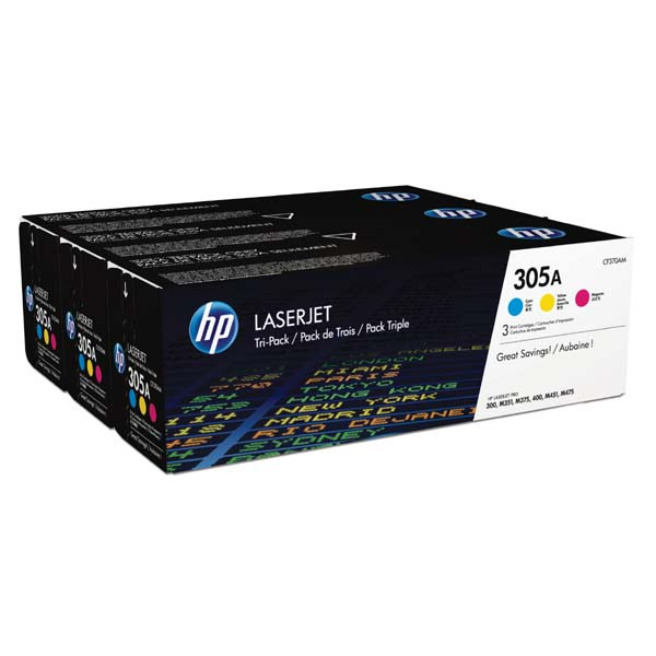 HP originální toner CF370AM, HP 305A, CMY, 7800 (3x2600)str., 3x900g, 3ks