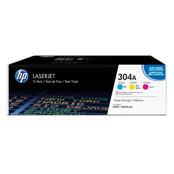 HP originální toner CF372AM, HP 304A, CMY, 8400 (3x2800)str., 3x900g, 3ks