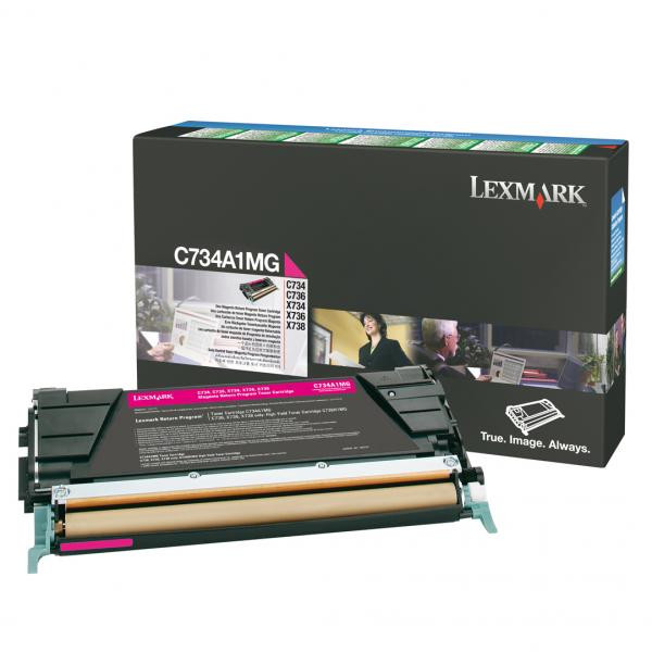Lexmark originální toner C734A1MG, magenta, 6000str., return